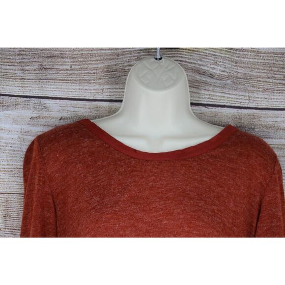 Mur Mur Womens Size Small Burnout Open Back Long Sleeve Top Shirt Rust Red - Picture 2 of 9